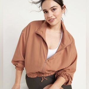 Old Navy Active size XL Brown Fromt Zip Lightwight Jacket, drawstring waist